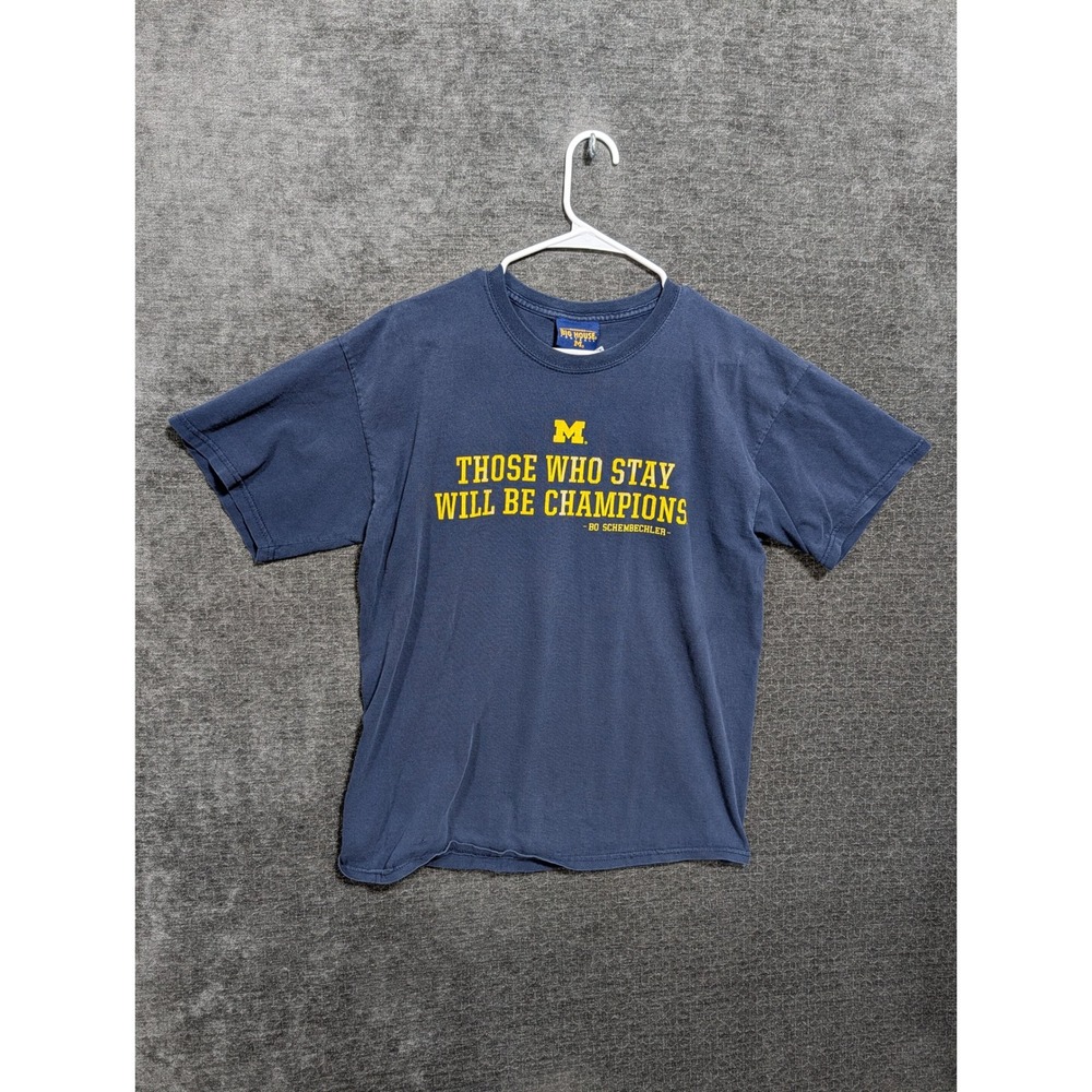 Michigan Wolverines Bo Schembechler Those Who Stay T-Shirt Navy Blue Mens M